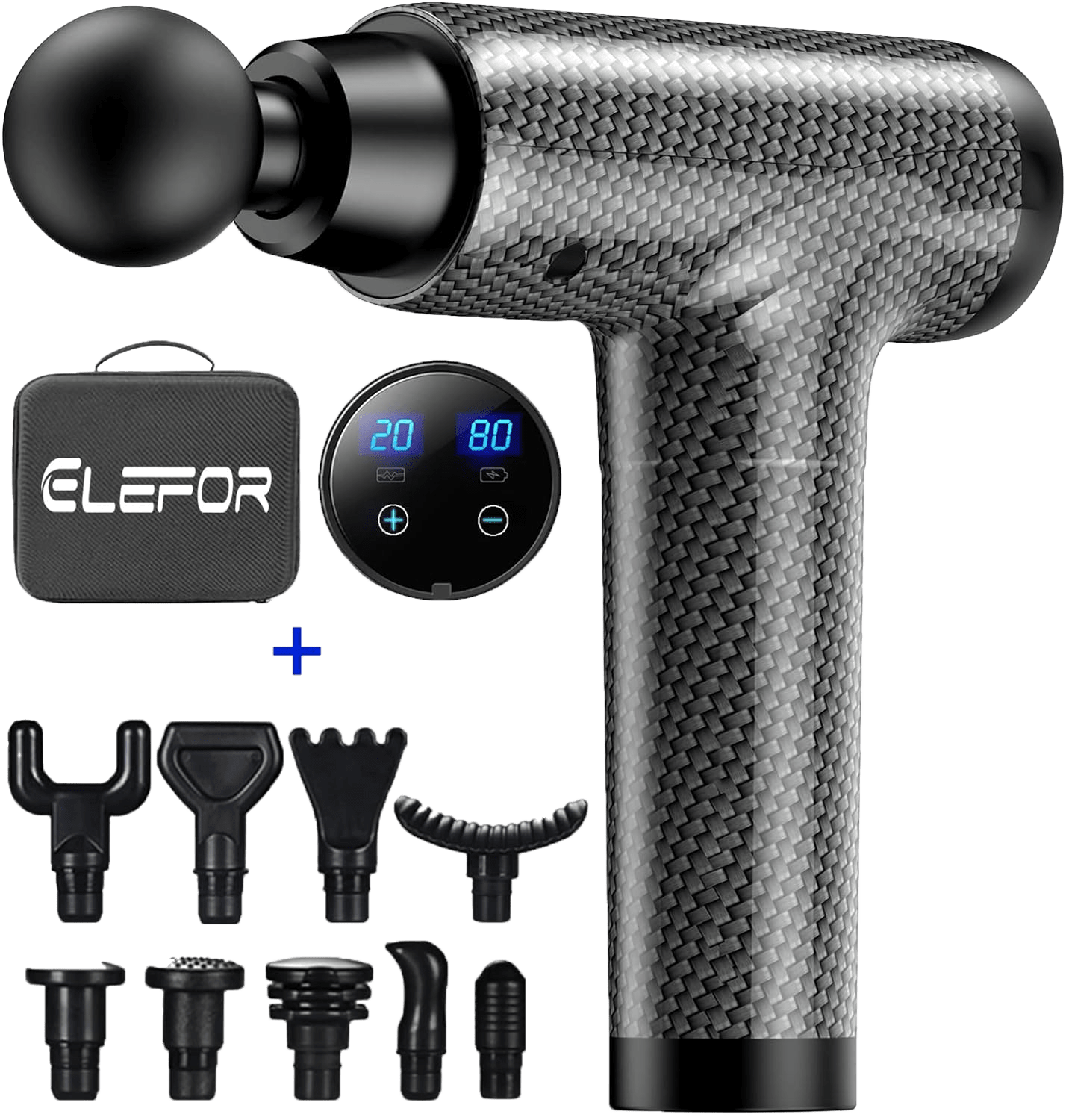 Massage Gun for Athletes Deep Tissue Back Massager with 20 Adjustable Speeds, 10 Types of Massage Heads Duty Motor for Back Pain, Shoulder, Neck, Body, All Muscles Recover & Massage