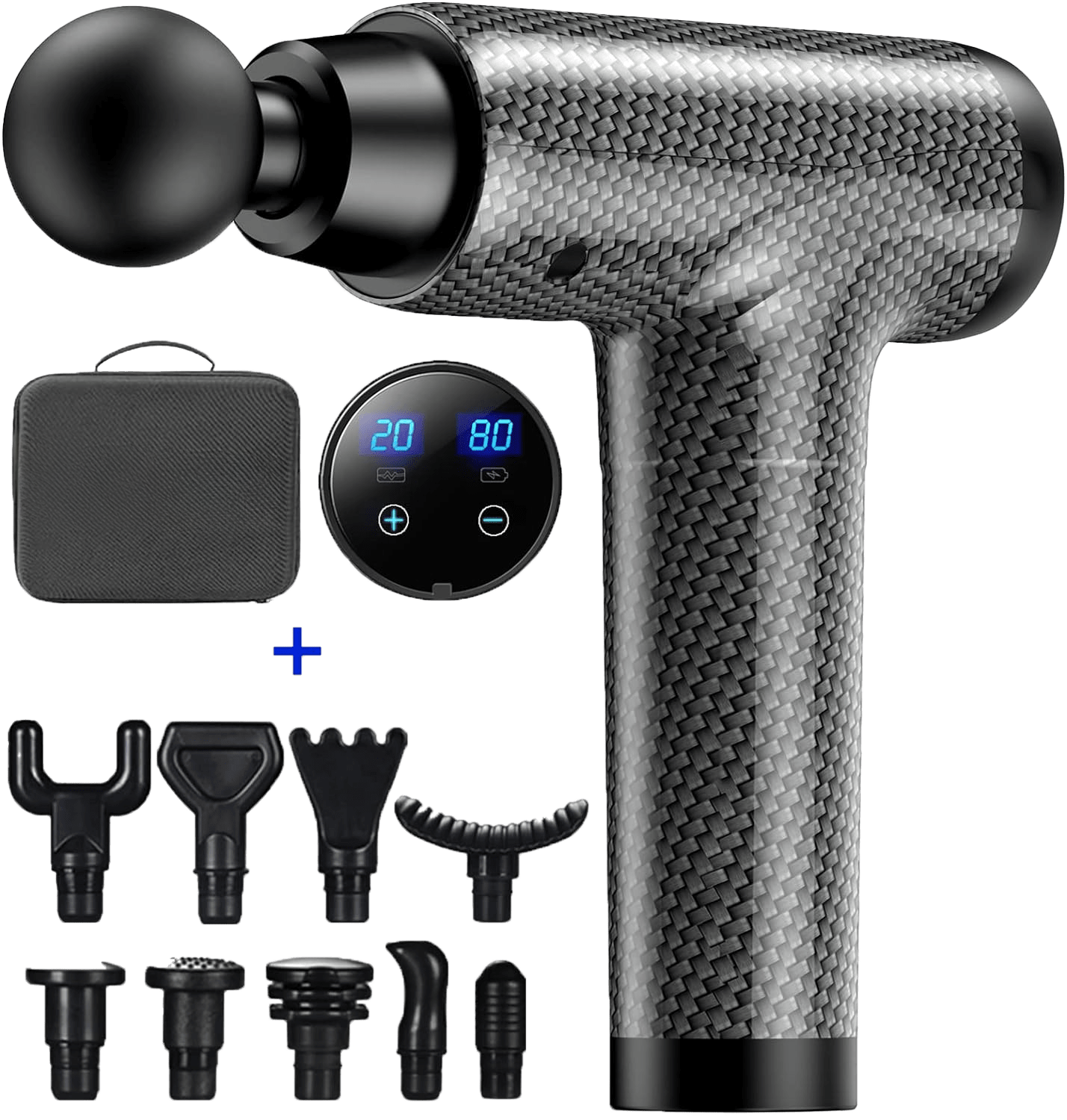 Massage Gun for Athletes Deep Tissue Back Massager with 20 Adjustable Speeds, 10 Types of Massage Heads Duty Motor for Back Pain, Shoulder, Neck, Body, All Muscles Recover & Massage